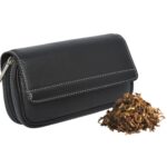 BOLSA TABACO Y PIPA PIEL NEGRA DOS PIPAS